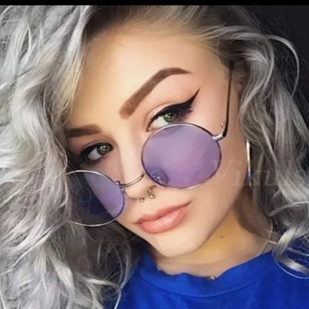 Korean Style Tinted Rounded Sunnies Silver Frame